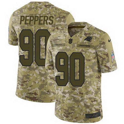 Custom Panthers #90 Julius Peppers Camo Youth Stitched NFL Limited 2018 Salute to Service Jersey