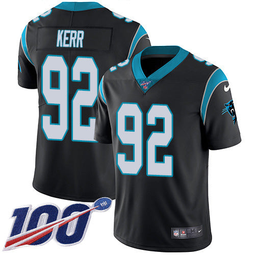 Custom Panthers #92 Zach Kerr Black Team Color Men’s Stitched NFL 100th Season Vapor Untouchable Limited Jersey
