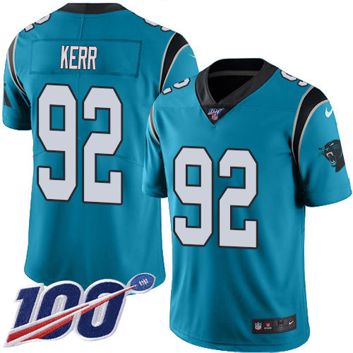 Custom Panthers #92 Zach Kerr Blue Alternate Men’s Stitched NFL 100th Season Vapor Untouchable Limited Jersey