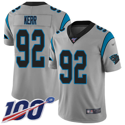 Custom Panthers #92 Zach Kerr Silver Men’s Stitched NFL Limited Inverted Legend 100th Season Jersey