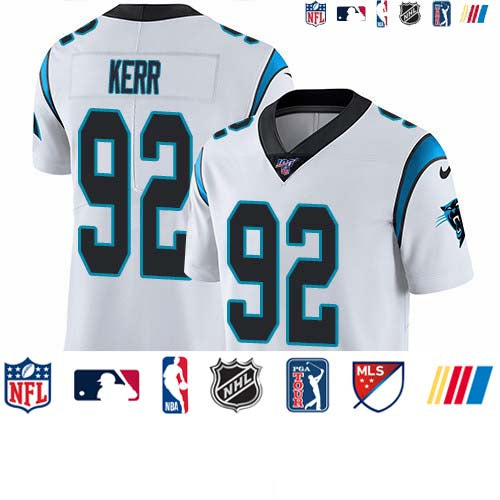 Custom Panthers #92 Zach Kerr White Men’s Stitched NFL 100th Season Vapor Untouchable Limited Jersey