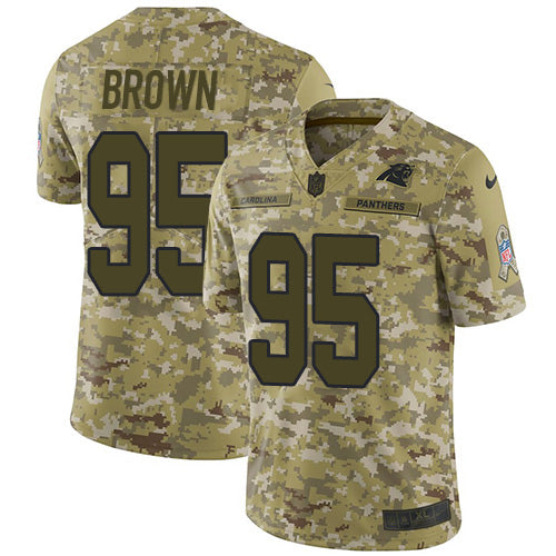 Custom Panthers #95 Derrick Brown Camo Men’s Stitched NFL Limited 2018 Salute To Service Jersey
