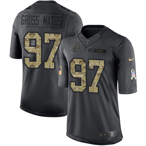 Custom Panthers #97 Yetur Gross-Matos Black Men’s Stitched NFL Limited 2016 Salute to Service Jersey