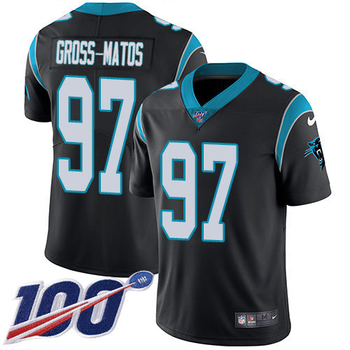 Custom Panthers #97 Yetur Gross-Matos Black Team Color Men’s Stitched NFL 100th Season Vapor Untouchable Limited Jersey