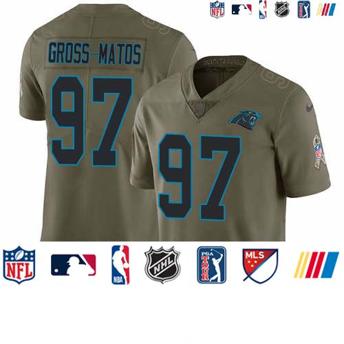 Custom Panthers #97 Yetur Gross-Matos Olive Men’s Stitched NFL Limited 2017 Salute To Service Jersey