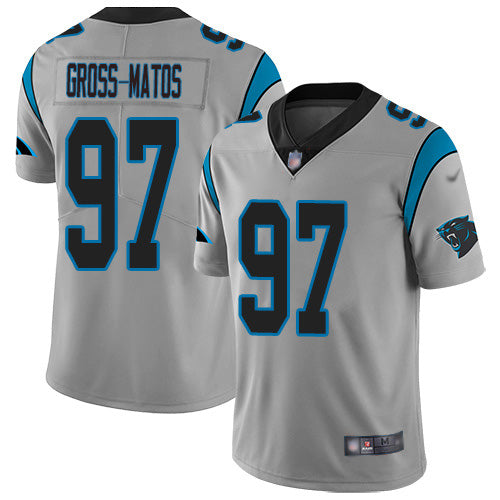 Custom Panthers #97 Yetur Gross-Matos Silver Men’s Stitched NFL Limited Inverted Legend Jersey