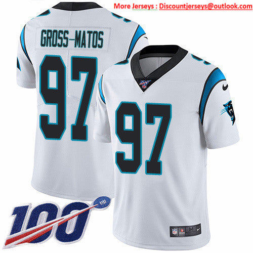Custom Panthers #97 Yetur Gross-Matos White Men’s Stitched NFL 100th Season Vapor Untouchable Limited Jersey
