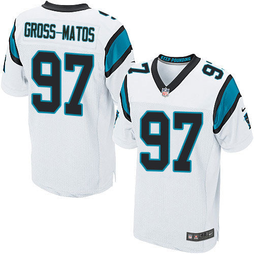 Custom Panthers #97 Yetur Gross-Matos White Men’s Stitched NFL New Elite Jersey