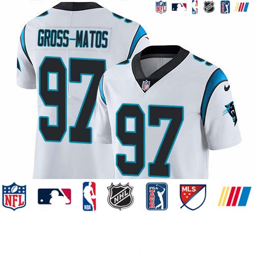 Custom Panthers #97 Yetur Gross-Matos White Men’s Stitched NFL Vapor Untouchable Limited Jersey