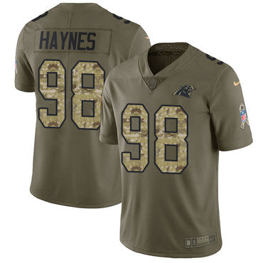 Custom Panthers #98 Marquis Haynes Olive Camo Men’s Stitched NFL Limited 2017 Salute To Service Jersey