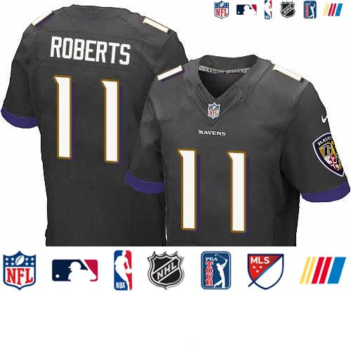 Custom Ravens #11 Seth Roberts Black Alternate Men’s Stitched NFL New Elite Jersey