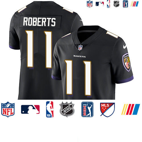 Custom Ravens #11 Seth Roberts Black Alternate Men’s Stitched NFL Vapor Untouchable Limited Jersey