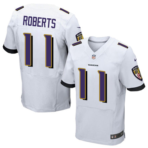 Custom Ravens #11 Seth Roberts White Men’s Stitched NFL New Elite Jersey