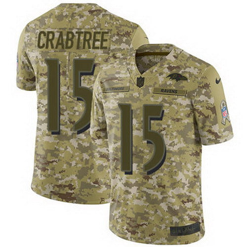 Custom Ravens #15 Michael Crabtree Camo Men’s Stitched NFL Limited 2018 Salute To Service Jersey