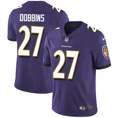 Custom Ravens #27 J.K. Dobbins Purple Team Color Men’s Stitched NFL Vapor Untouchable Limited Jersey
