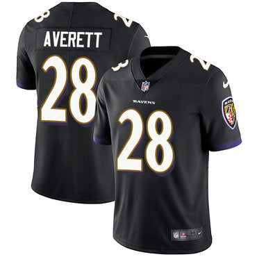 Custom Ravens #28 Anthony Averett Black Alternate Men’s Stitched NFL Vapor Untouchable Limited Jersey