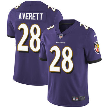 Custom Ravens #28 Anthony Averett Purple Team Color Men’s Stitched NFL Vapor Untouchable Limited Jersey
