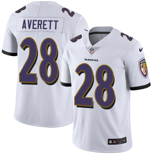 Custom Ravens #28 Anthony Averett White Men’s Stitched NFL Vapor Untouchable Limited Jersey