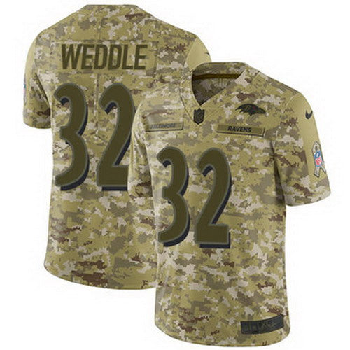 Custom Ravens #32 Eric Weddle Camo Youth Stitched NFL Limited 2018 Salute to Service Jersey