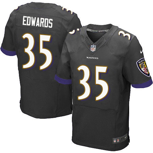 Custom Ravens #35 Gus Edwards Black Alternate Men’s Stitched NFL New Elite Jersey