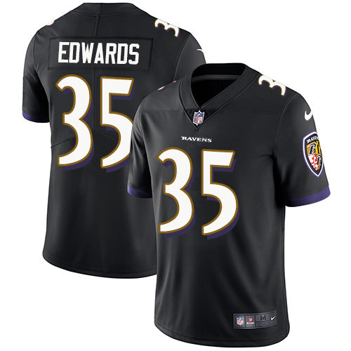 Custom Ravens #35 Gus Edwards Black Alternate Men’s Stitched NFL Vapor Untouchable Limited Jersey