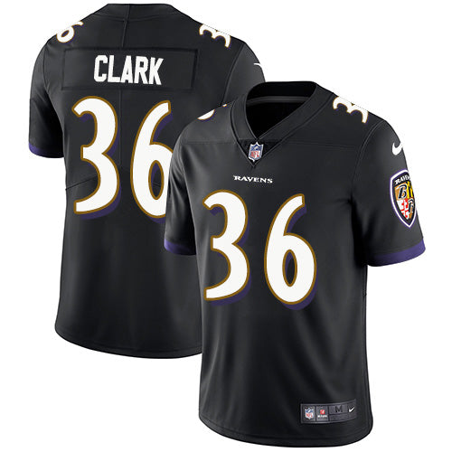 Custom Ravens #36 Chuck Clark Black Alternate Men’s Stitched NFL Vapor Untouchable Limited Jersey