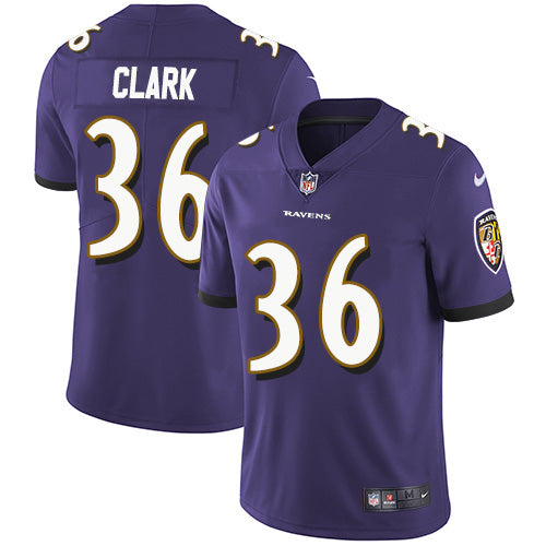 Custom Ravens #36 Chuck Clark Purple Team Color Men’s Stitched NFL Vapor Untouchable Limited Jersey