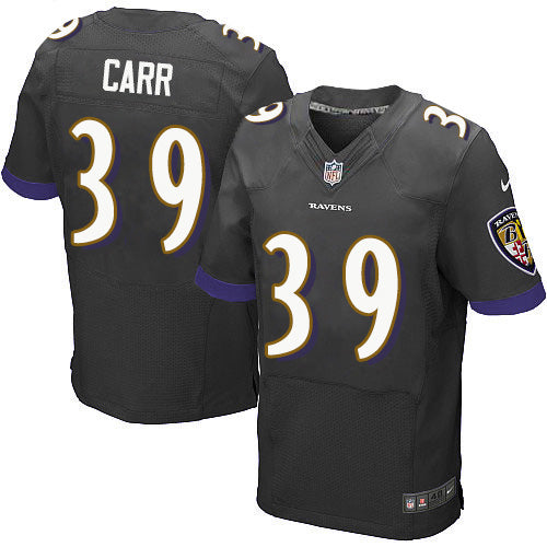 Custom Ravens #39 Brandon Carr Black Alternate Men’s Stitched NFL New Elite Jersey