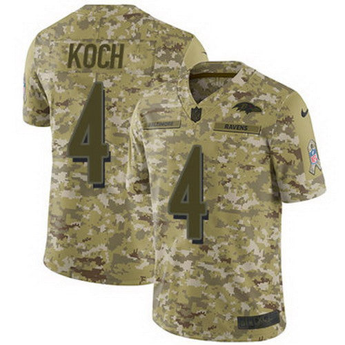 Custom Ravens #4 Sam Koch Camo Men’s Stitched NFL Limited 2018 Salute To Service Jersey