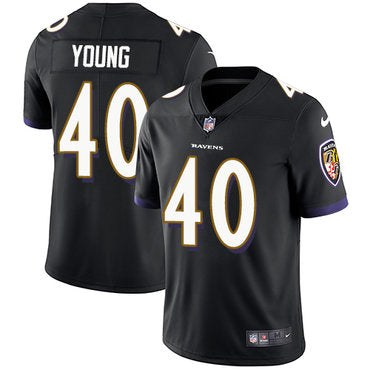 Custom Ravens #40 Kenny Young Black Alternate Men’s Stitched NFL Vapor Untouchable Limited Jersey