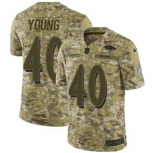 Custom Ravens #40 Kenny Young Camo Men’s Stitched NFL Limited 2018 Salute To Service Jersey