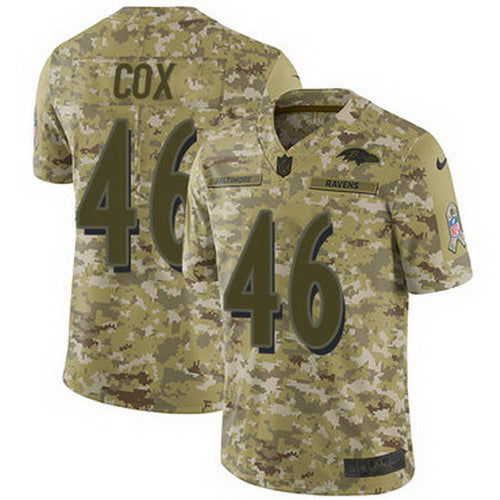 Custom Ravens #46 Morgan Cox Camo Youth Stitched NFL Limited 2018 Salute to Service Jersey