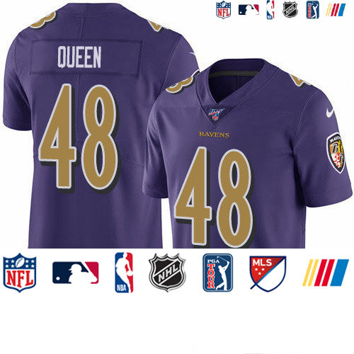 Custom Ravens #48 Patrick Queen Purple Men’s Stitched NFL Limited Rush 100th Season Jersey