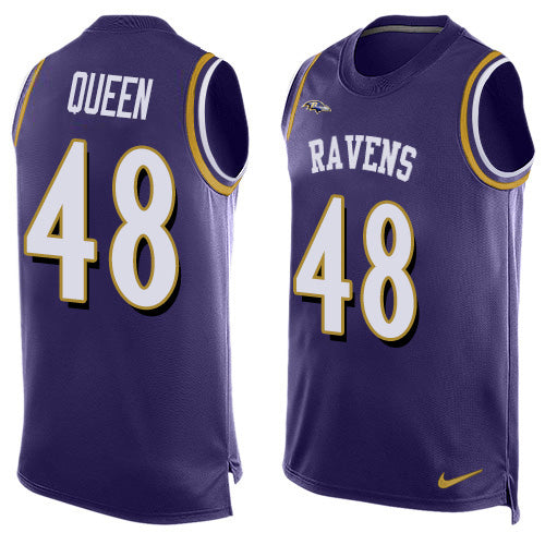 Custom Ravens #48 Patrick Queen Purple Team Color Men’s Stitched NFL Limited Tank Top Jersey