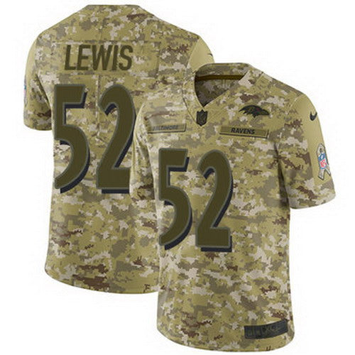 Custom Ravens #52 Ray Lewis Camo Men’s Stitched NFL Limited 2018 Salute To Service Jersey