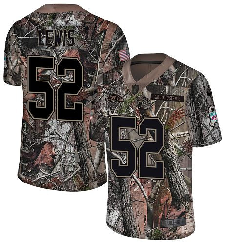 Custom Ravens #52 Ray Lewis Camo Men’s Stitched NFL Limited Rush Realtree Jersey