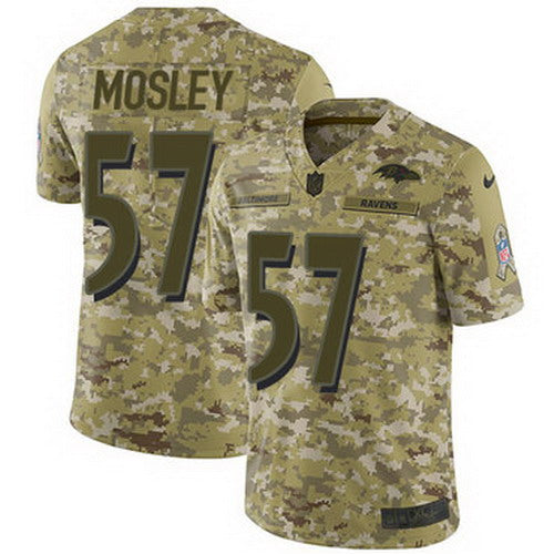 Custom Ravens #57 C.J. Mosley Camo Youth Stitched NFL Limited 2018 Salute to Service Jersey