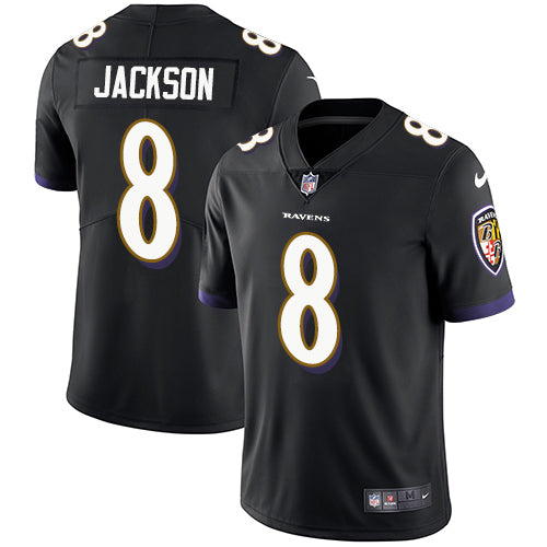 Custom Ravens #8 Lamar Jackson Black Alternate Youth Stitched NFL Vapor Untouchable Limited Jersey