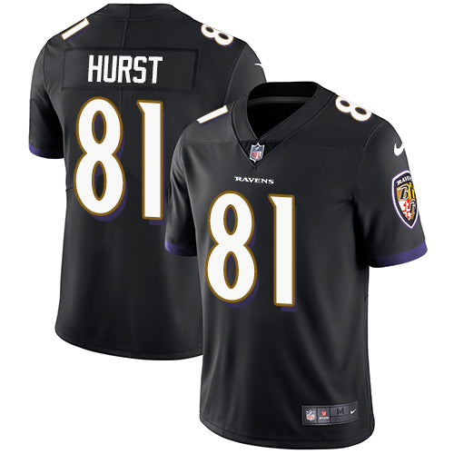 Custom Ravens #81 Hayden Hurst Black Alternate Youth Stitched NFL Vapor Untouchable Limited Jersey