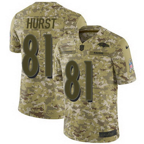 Custom Ravens #81 Hayden Hurst Camo Men’s Stitched NFL Limited 2018 Salute To Service Jersey