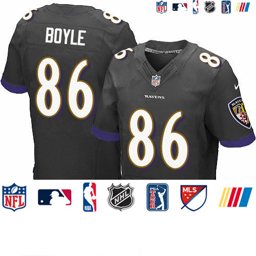 Custom Ravens #86 Nick Boyle Black Alternate Men’s Stitched NFL New Elite Jersey