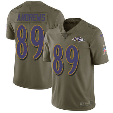 Custom Ravens #89 Mark Andrews Olive Men’s Stitched NFL Limited 2017 Salute To Service Jersey