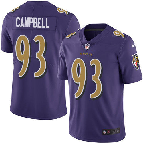 Custom Ravens #93 Calais Campbell Purple Men’s Stitched NFL Limited Rush Jersey