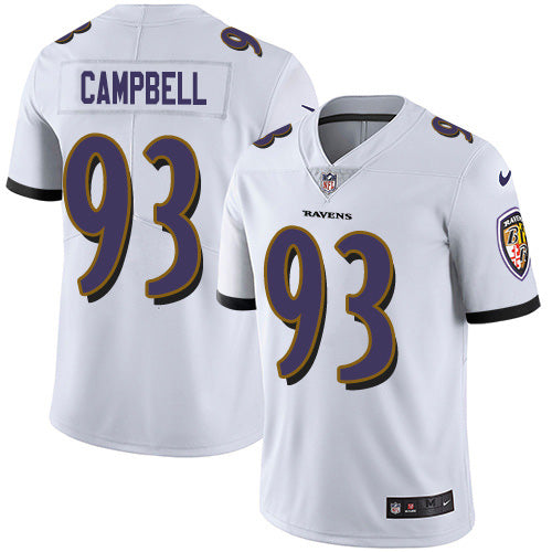 Custom Ravens #93 Calais Campbell White Men’s Stitched NFL Vapor Untouchable Limited Jersey
