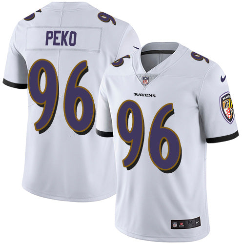 Custom Ravens #96 Domata Peko Sr White Men’s Stitched NFL Vapor Untouchable Limited Jersey