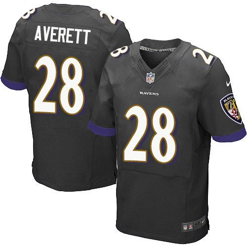 Custom Ravens 28 Anthony Averett Black Elite Jersey