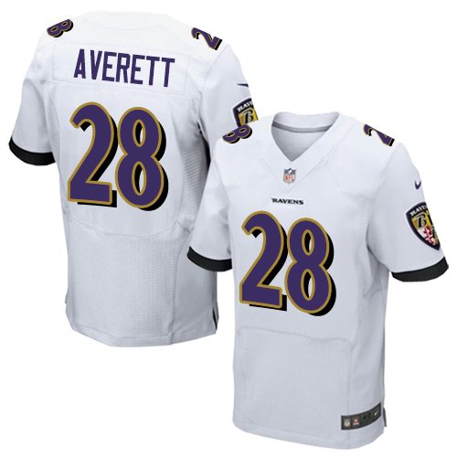 Custom Ravens 28 Anthony Averett White Elite Jersey