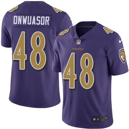 Custom Ravens 48 Patrick Onwuasor Purple Vapor Untouchable Color Rush Limited Jersey