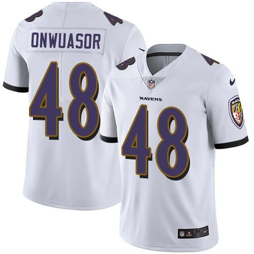 Custom Ravens 48 Patrick Onwuasor White Vapor Untouchable Limited Jersey