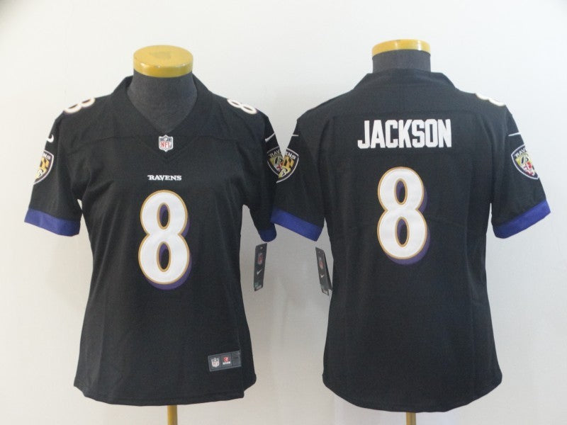 Custom Ravens 8 LaMar Jackson Black Women Vapor Untouchable Limited Jersey